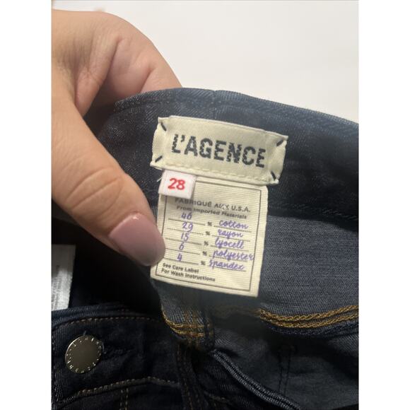 L’Agence Womens Margot High Rise Skinny Jeans Midnight Dark Blue Wash size 28 - Picture 3 of 11